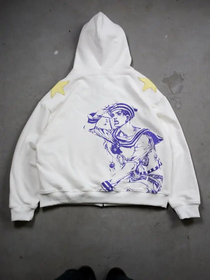 Jojo Bizarre Adventure Splice Zip Up Hoodies Oversized