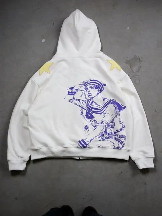 Jojo Bizarre Adventure Splice Zip Up Hoodies Oversized